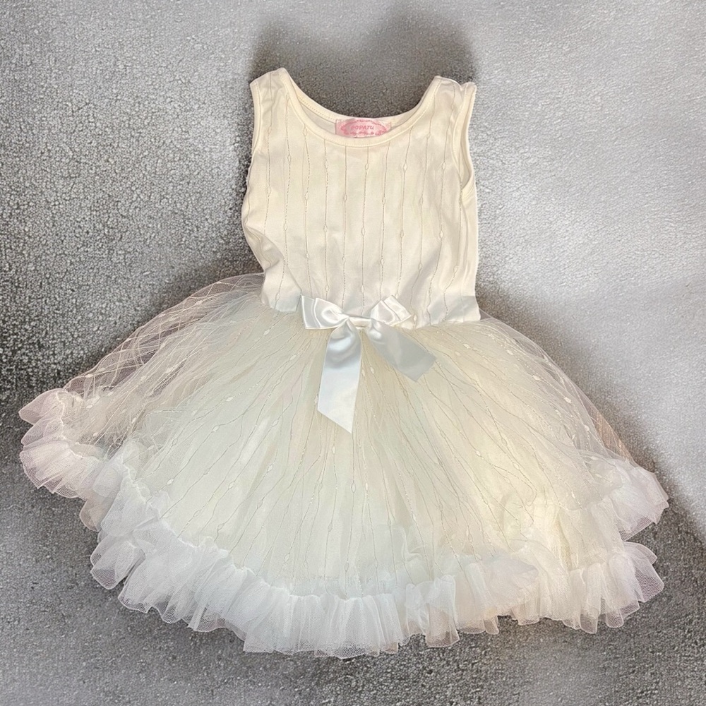 Popatu White and Cream with Gold Details Formal Kids Dress